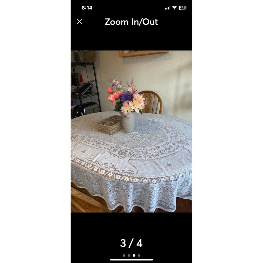 Vintage White Lace Tablecloth 80 x 60